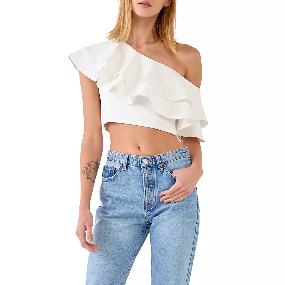 Ruffled One Shoulder Top