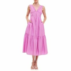 Front Button Dress with Back bow