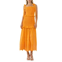 Sunset Eyelet Smocked Maxi