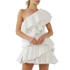 One-Shoulder Ruffled Mini Dress