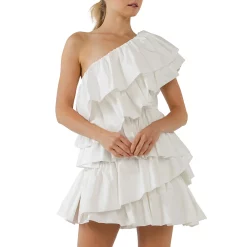 One-Shoulder Ruffled Mini Dress