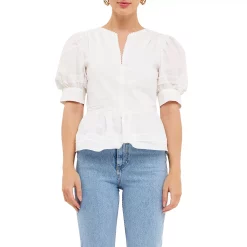 Placket Lace Trim Baby Doll Top