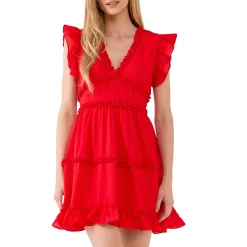 Ruffle Sleeve Mini Dress