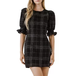 Check Print Linen Dress