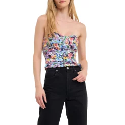 Floral Ruched Strapless Top