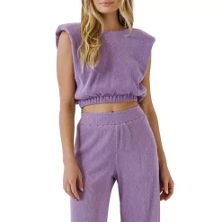 Pleated Shoulder Pad Top