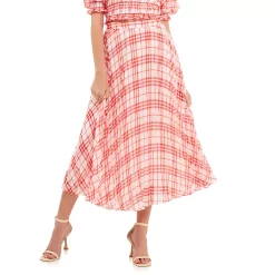 Gingham Pleated Midi Skirt