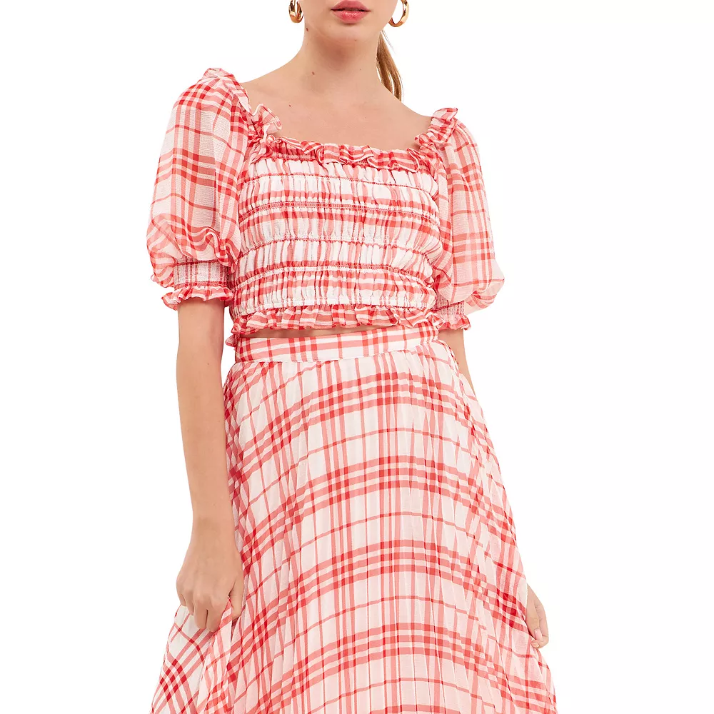 Gingham Smocked Top