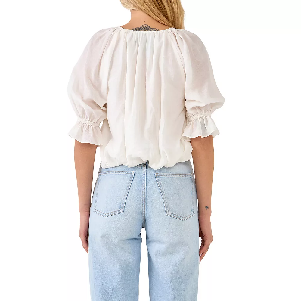 Front Twisted Puff Sleeve Top - Image 2