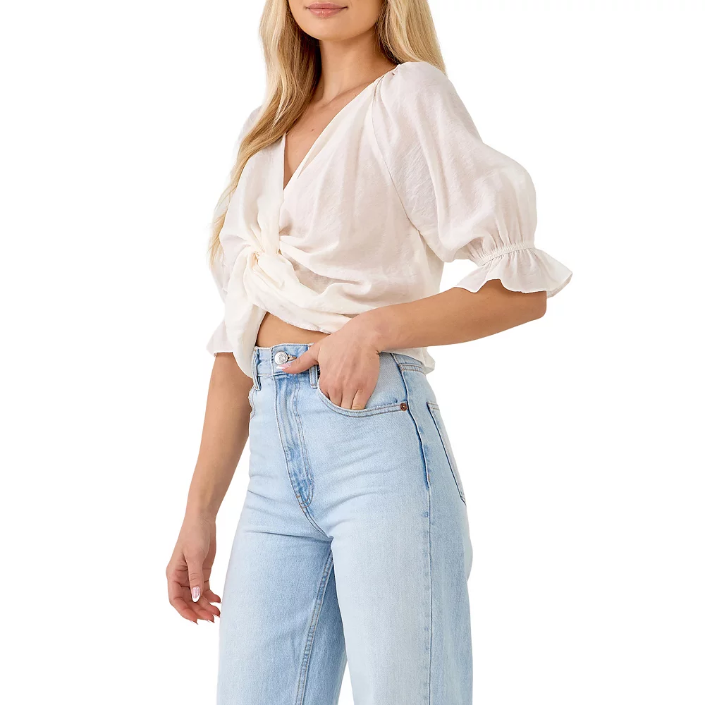 Front Twisted Puff Sleeve Top - Image 3