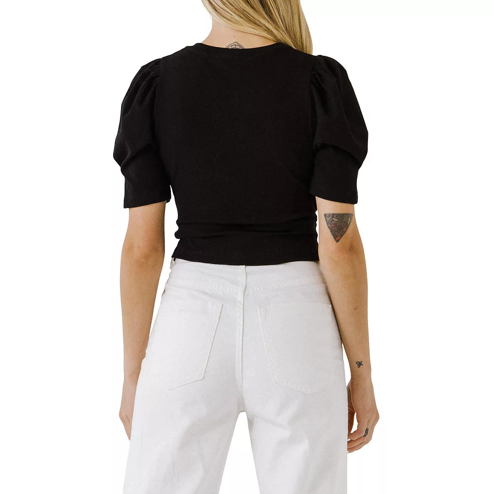 Twist Detail Cropped Knit Top - Image 3