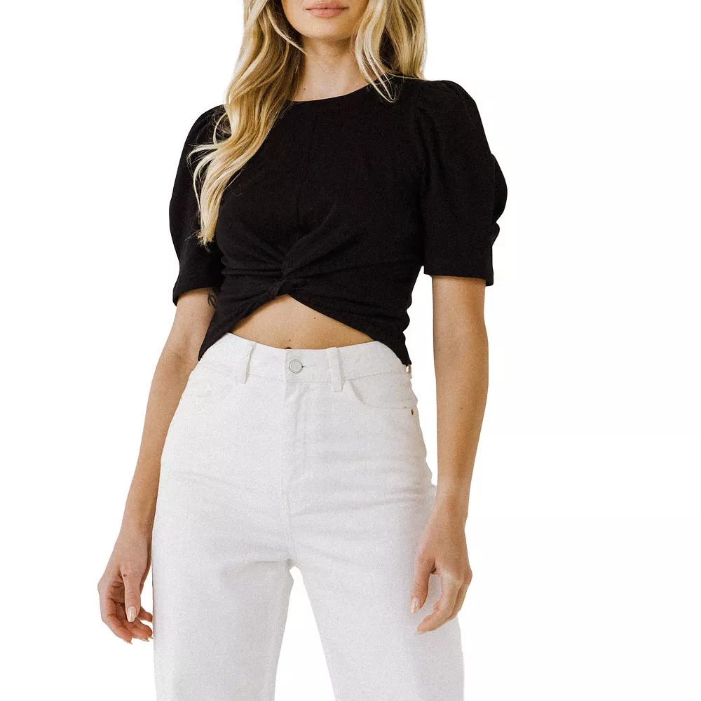 Twist Detail Cropped Knit Top