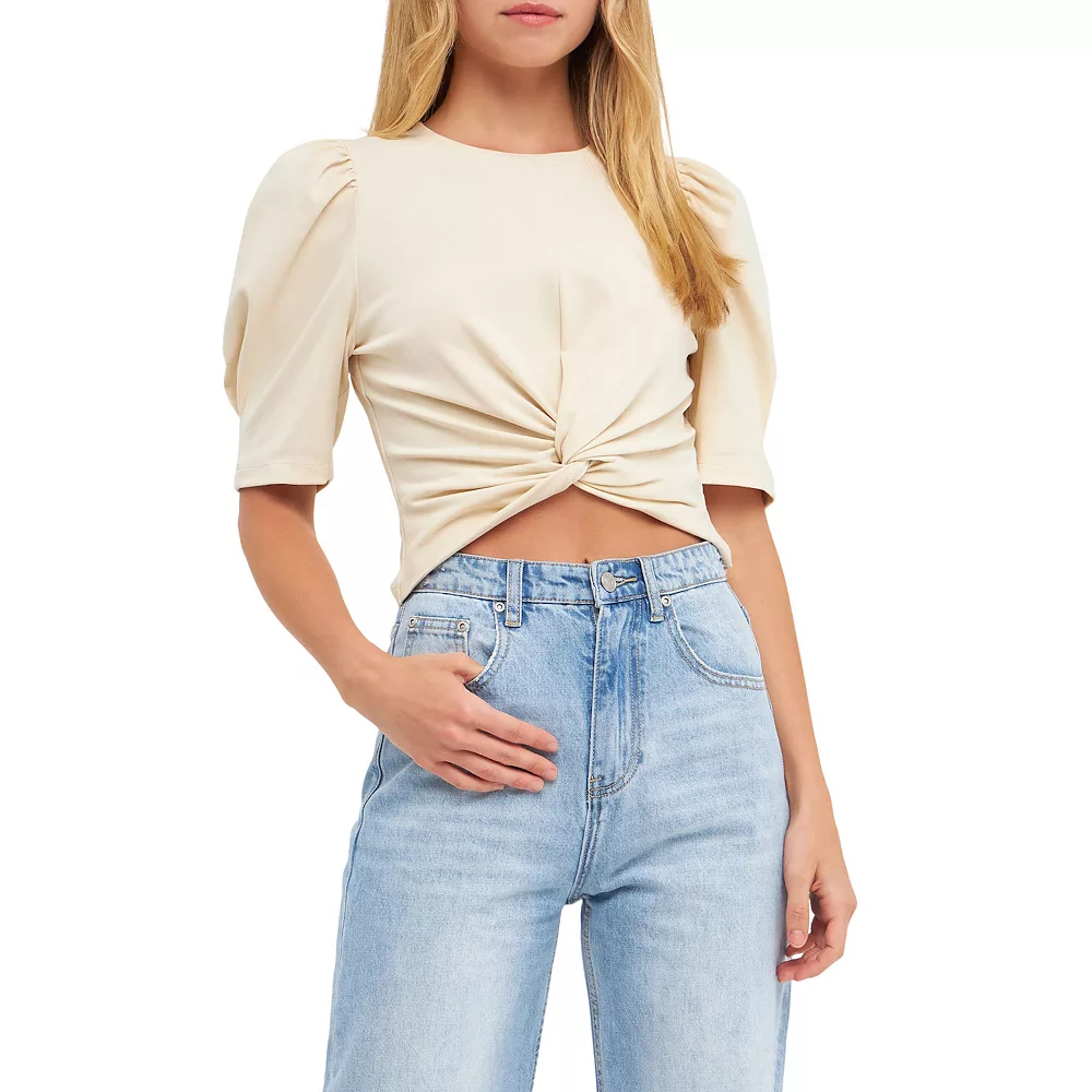 Twist Detail Cropped Knit Top - Image 2