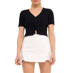 Short Sleeve Ruffled Knit Top