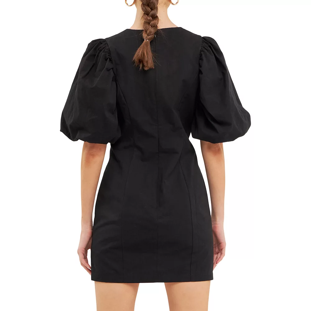 Puff Sleeve Mini Dress - Image 2