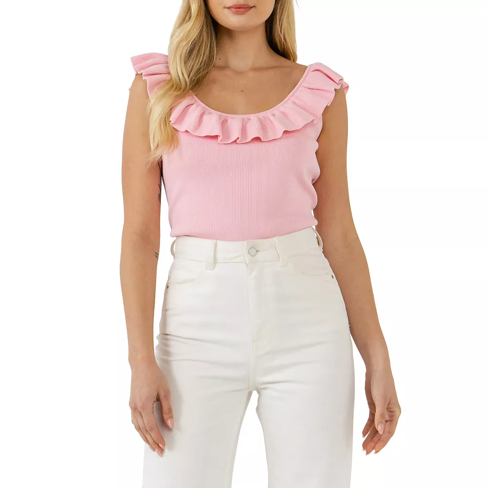 Ruffle Neck Knit Top