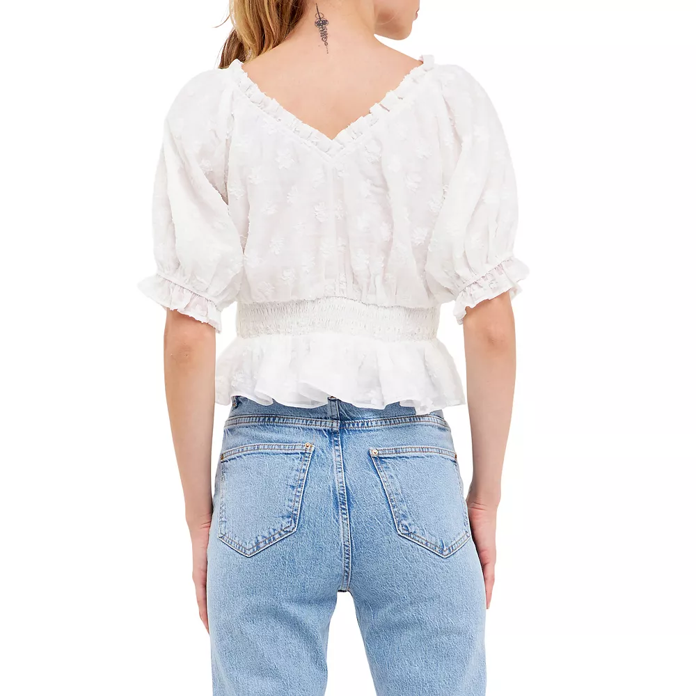 Floral Embroidered Smocked Off Shoulder Top - Image 2