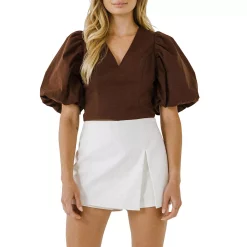 Exaggerated Sleeve Crop Top