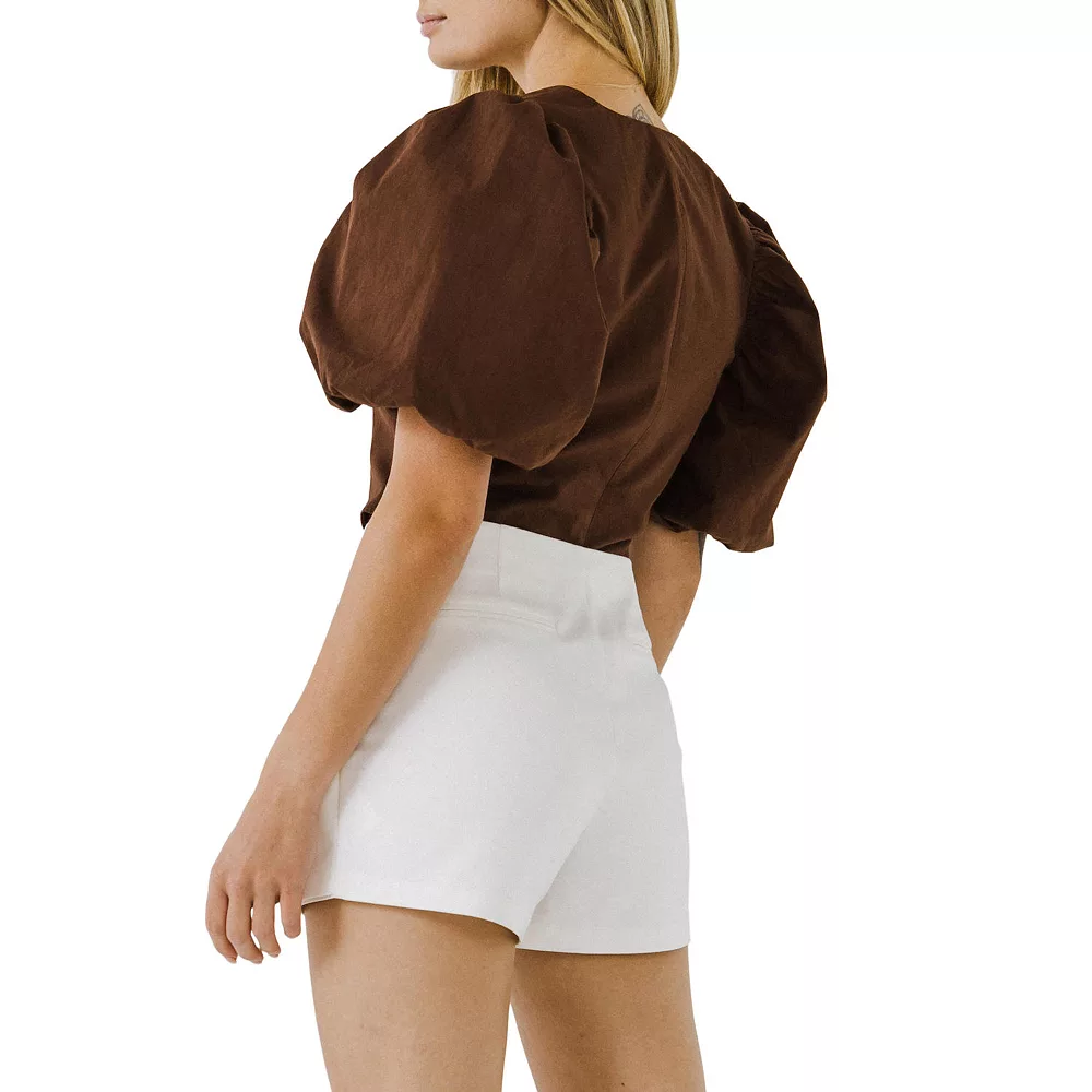 Exaggerated Sleeve Crop Top - Image 2