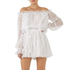 Off the Shoulder Ruffled Romper