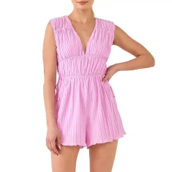 V-Neck Pleated Romper