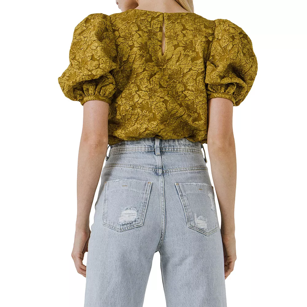 Texture Fabric Top w/ Puff Short Sleeve - Image 2