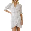Check Print Linen Wrap Dress