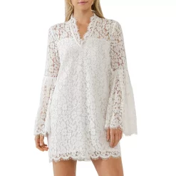 Bell Sleeves V Neck Lace Dress
