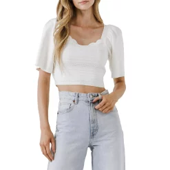 Square Neckline Short Sleeve Top