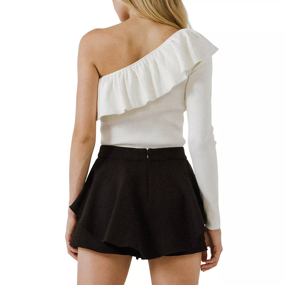 One Shoulder Top With Ruffle - Image 2