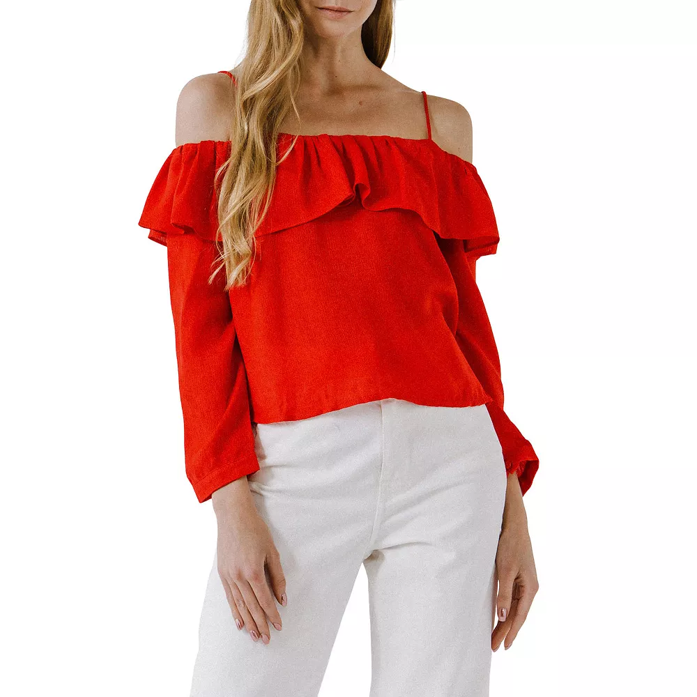 Ruffled Neckline Top