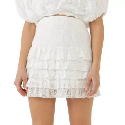 Ruffled Lace Mini Smocked Skirt