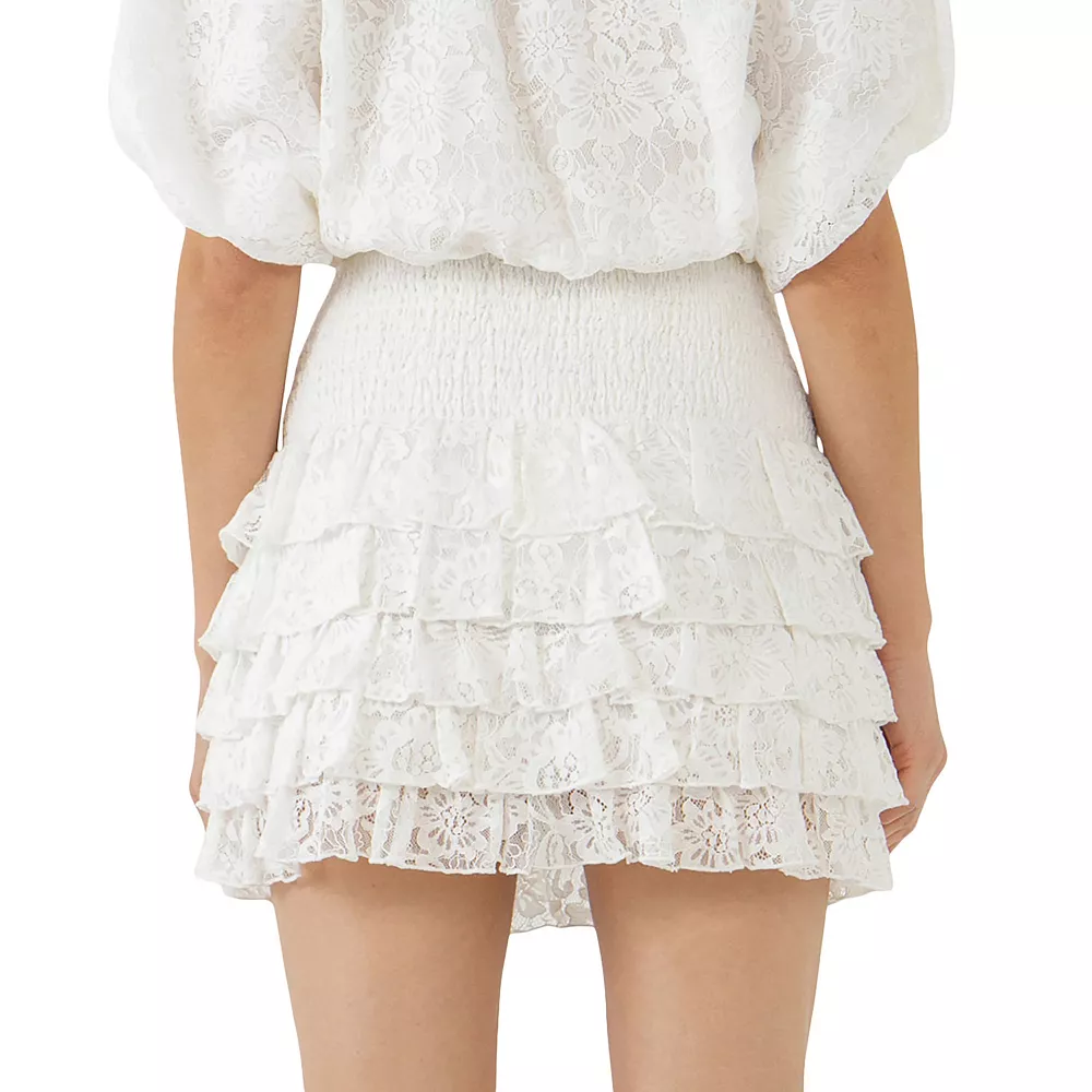 Ruffled Lace Mini Smocked Skirt - Image 2