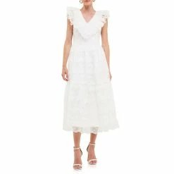 Floral Embroidery Organza Midi Dress