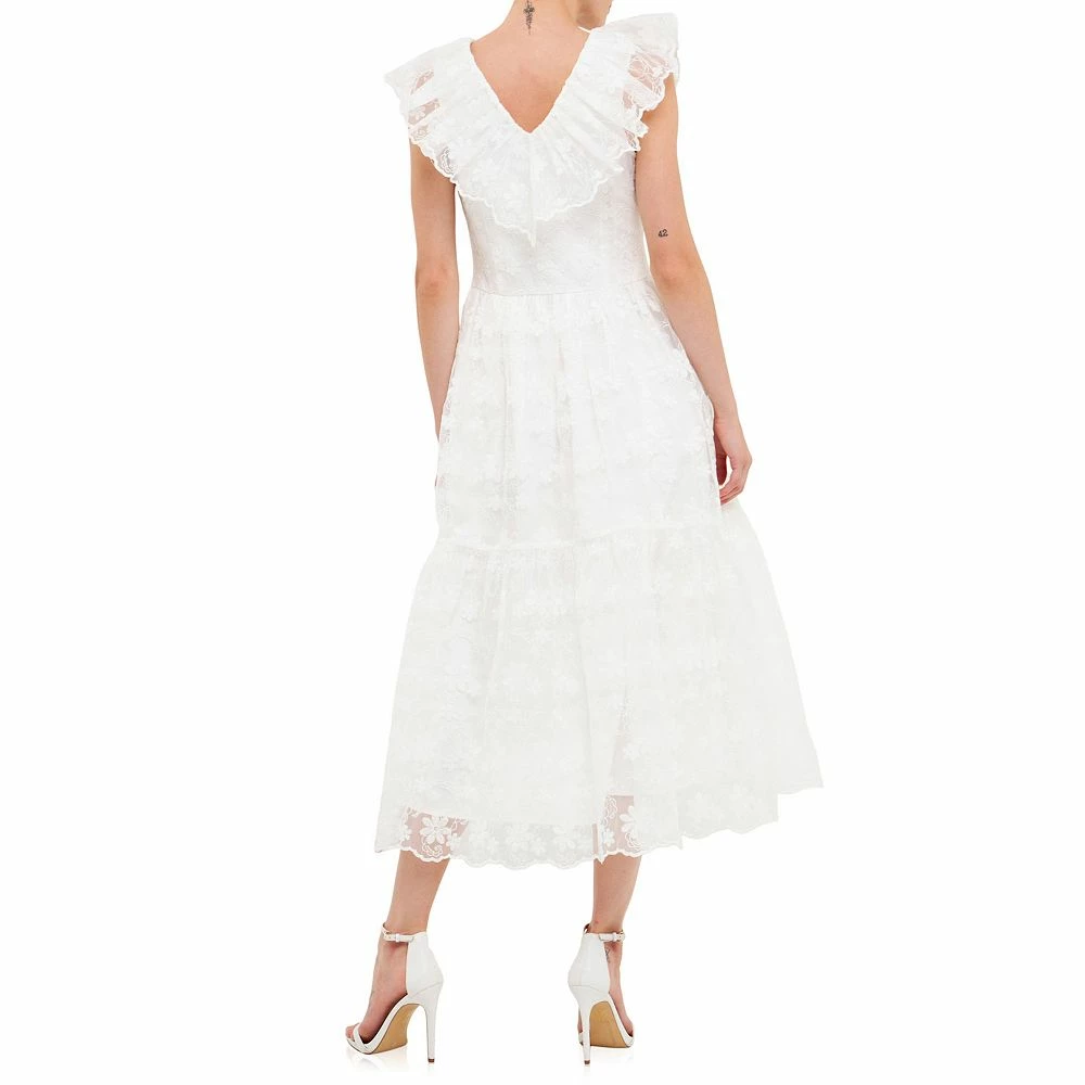 Floral Embroidery Organza Midi Dress - Image 2