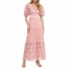 Puff Sleeves Lace Tiered Maxi Dress