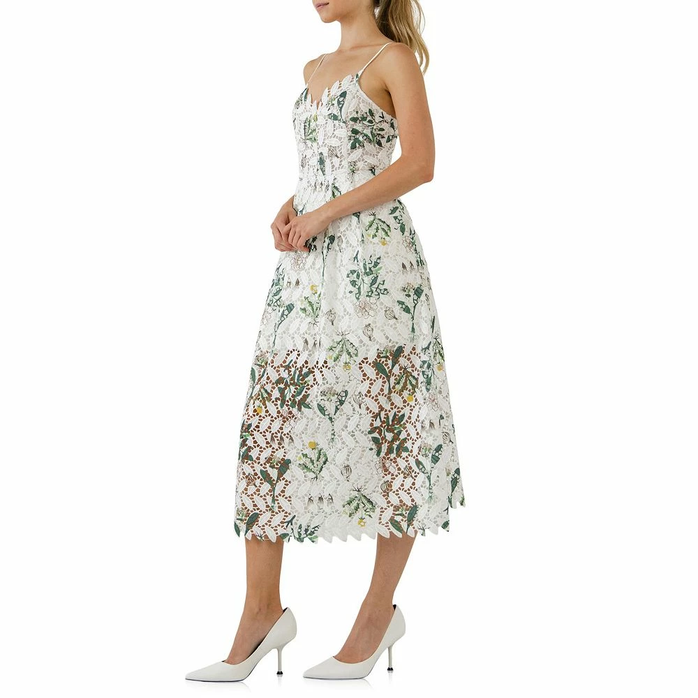 Floral Printed Lace Midi Dress - Image 3