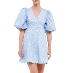 Floral Print Mini Dress with Button Detail