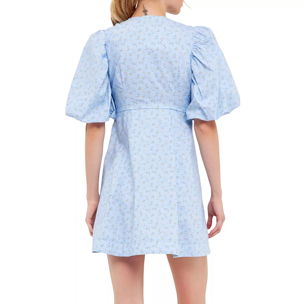 Floral Print Mini Dress with Button Detail - Image 2