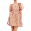 Floral Puff Mini Dress