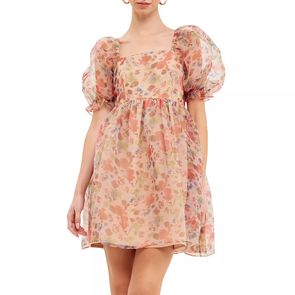 Floral Puff Mini Dress