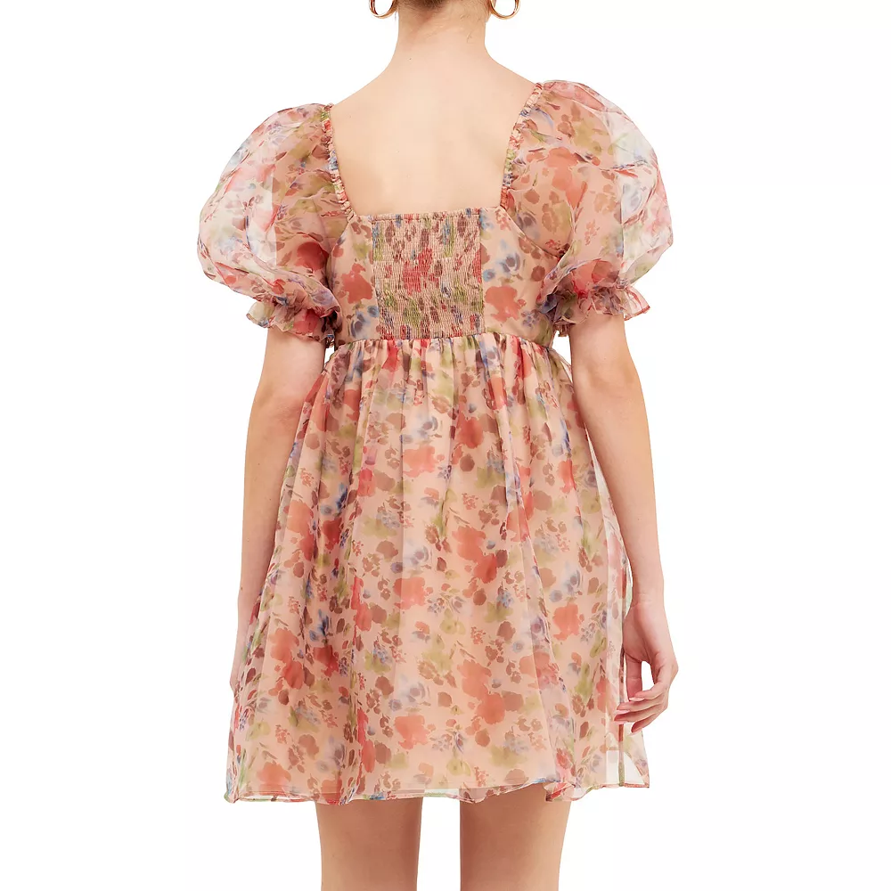 Floral Puff Mini Dress - Image 2