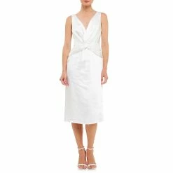 Draped Twist Satin Maxi High Low Dress