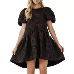 Puff Sleeve Drop Waist Dress