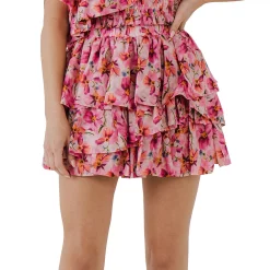 Floral Tiered Mini Skirt