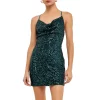 Cowl Neck Strappy Back Sequins Dress