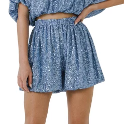 Sequins Blouson Shorts