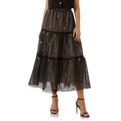 Star Sequins Mesh Layered Skirt