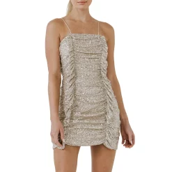 Sequins Ruching Mini Dress