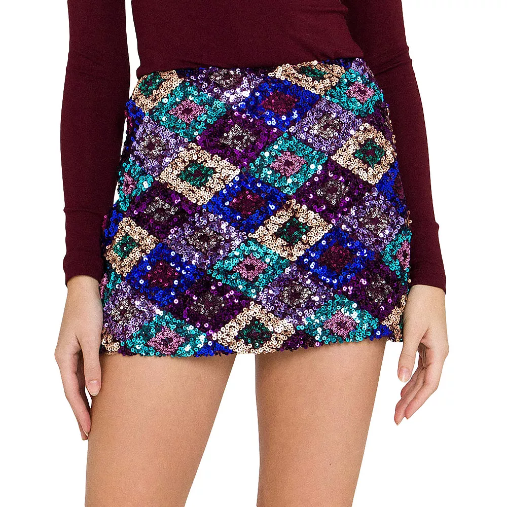 Multi Sequin Mini Skirt